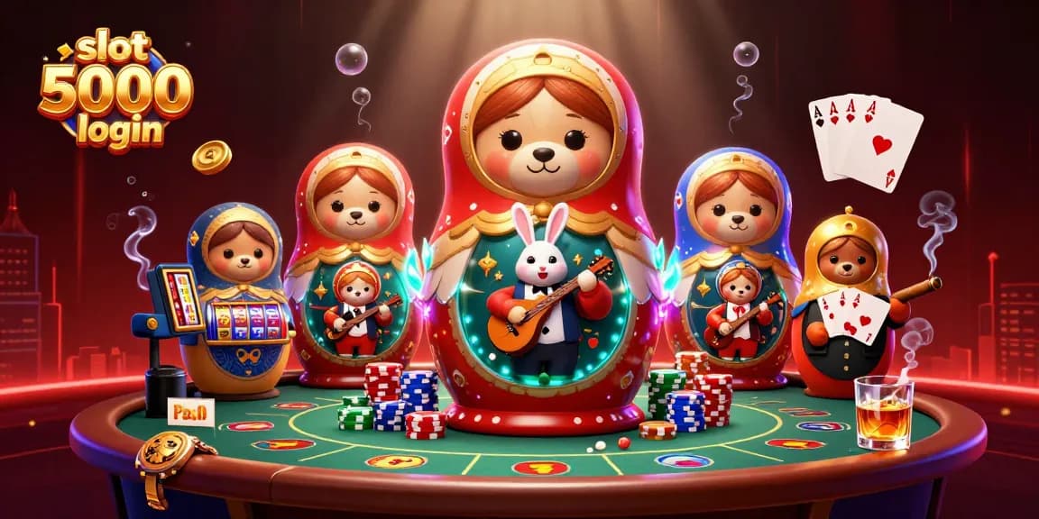 Experience the thrill of slot 5000 login with vibrant casino characters amidst dynamic gaming elements.
