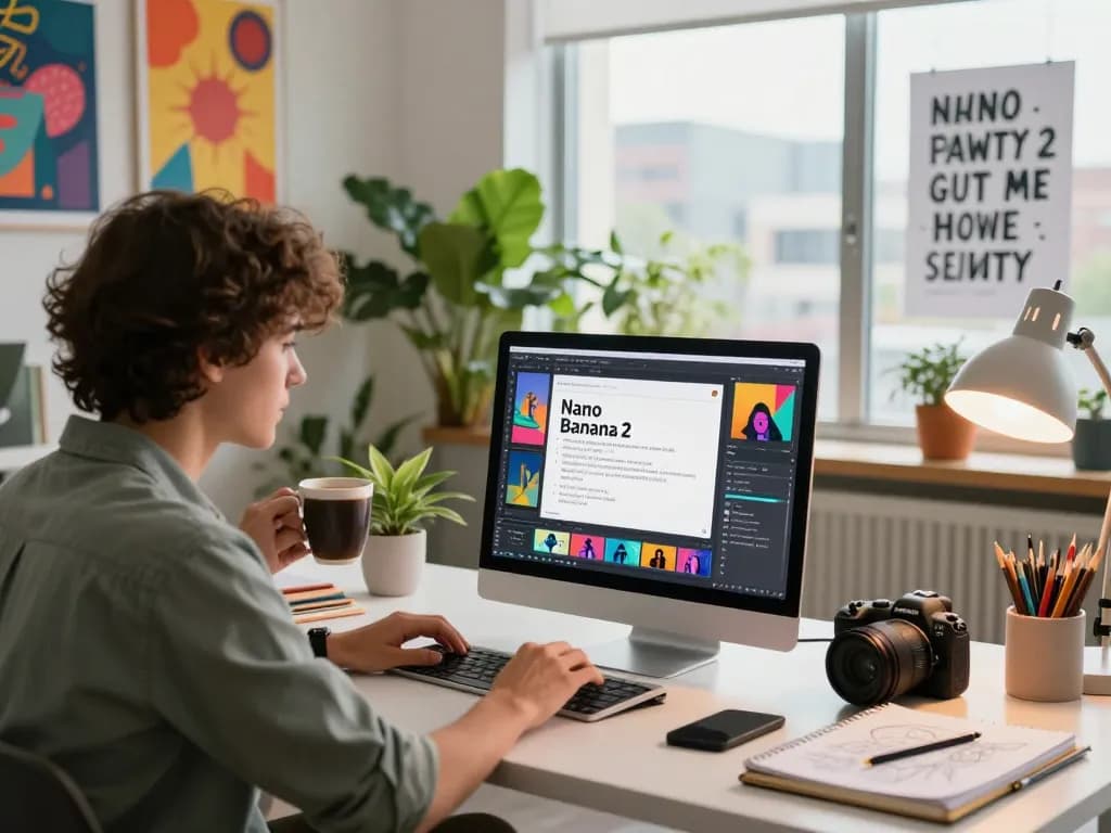 Designer utilizing nano banana 2 in a vibrant creative workspace, showcasing advanced AI image editing.