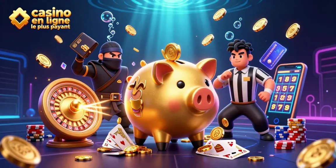 Casino en ligne le plus payant : gains élevés avec une illustration d'un sumo en argent et des jeux de casino