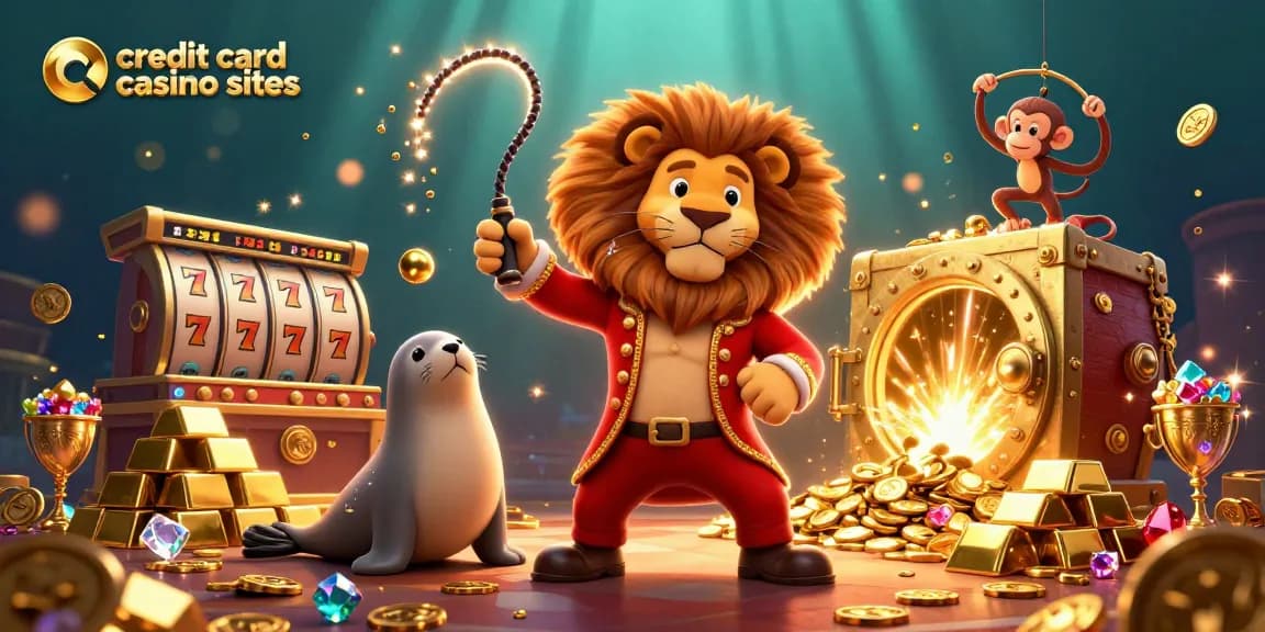 Engage with top credit card casino sites in a vibrant 3D illustration featuring thrilling game elements.