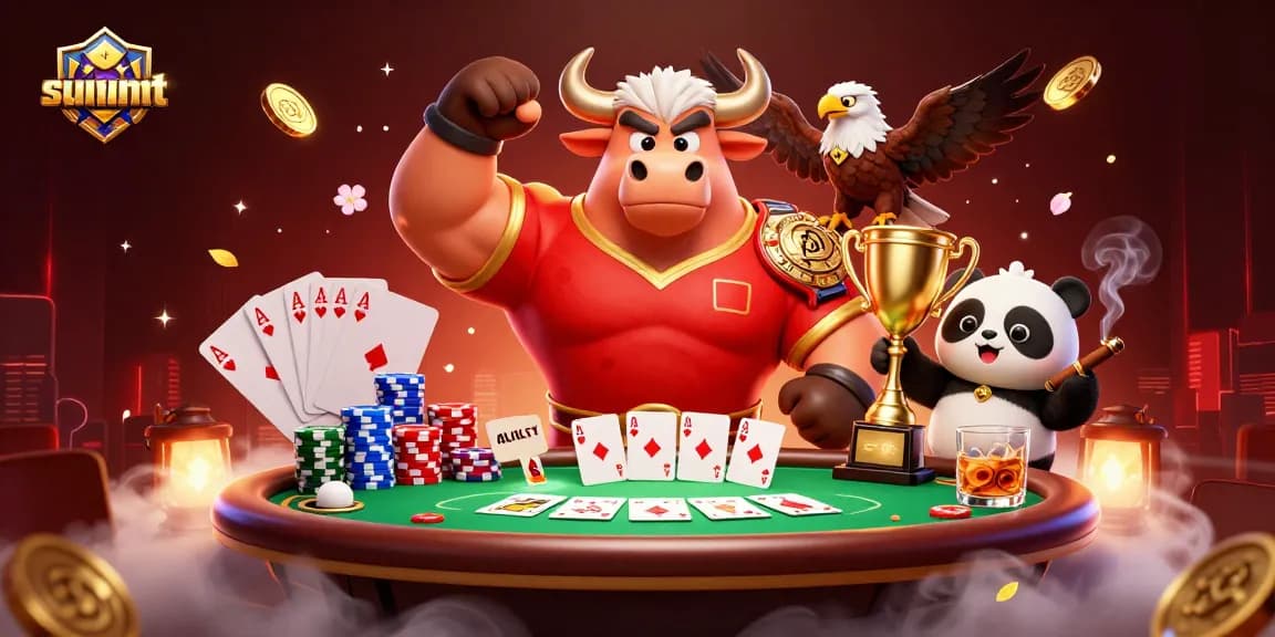 Win big with sunwinnt at the poker table surrounded by festive casino elements.
