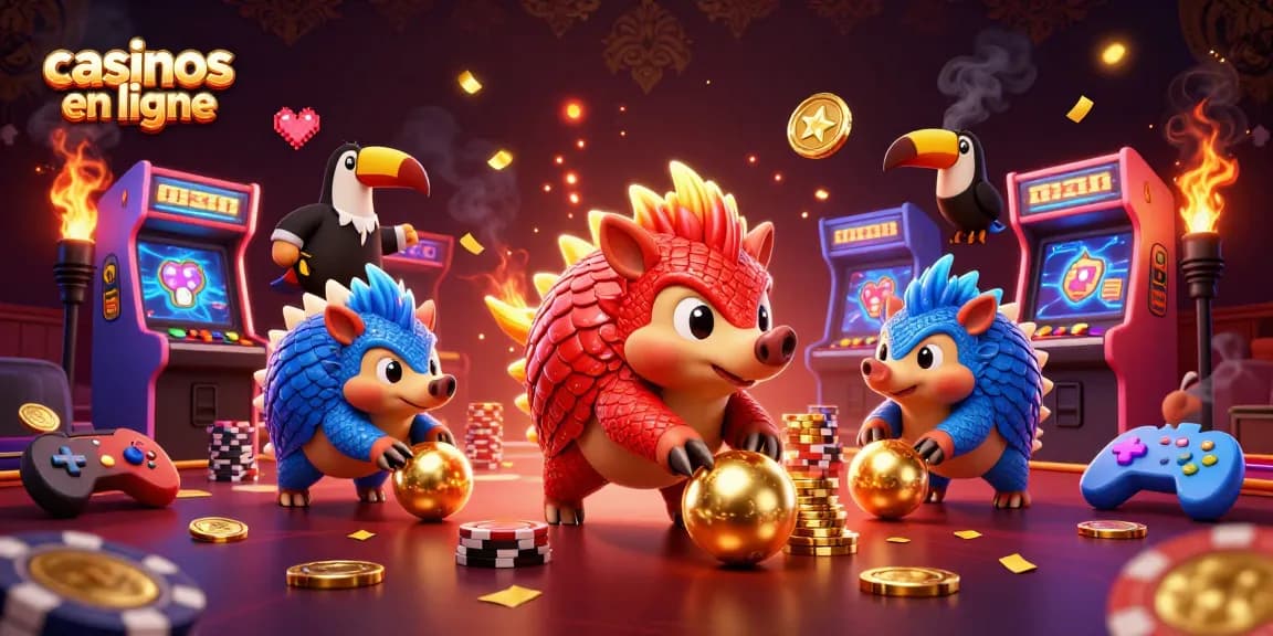 Jouez aux casinos en ligne avec des pangolins compétitifs dans un univers de machines à sous colorées.