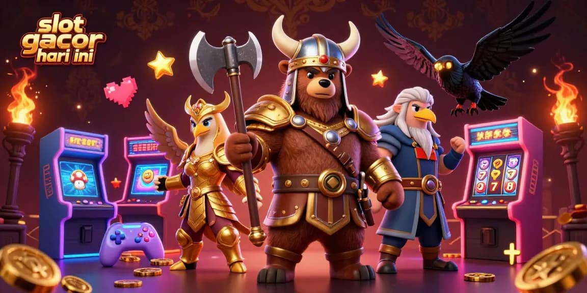 Menangkan jackpot di slot gacor hari ini dengan karakter Viking dan mesin permainan 3D cerah.