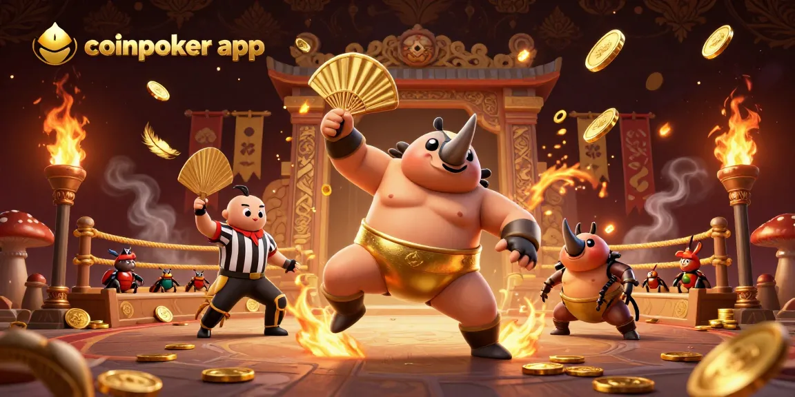 Gioca con la coinpoker app mentre il campione di sumo inizia un potente stomp che fa volare monete d'oro.