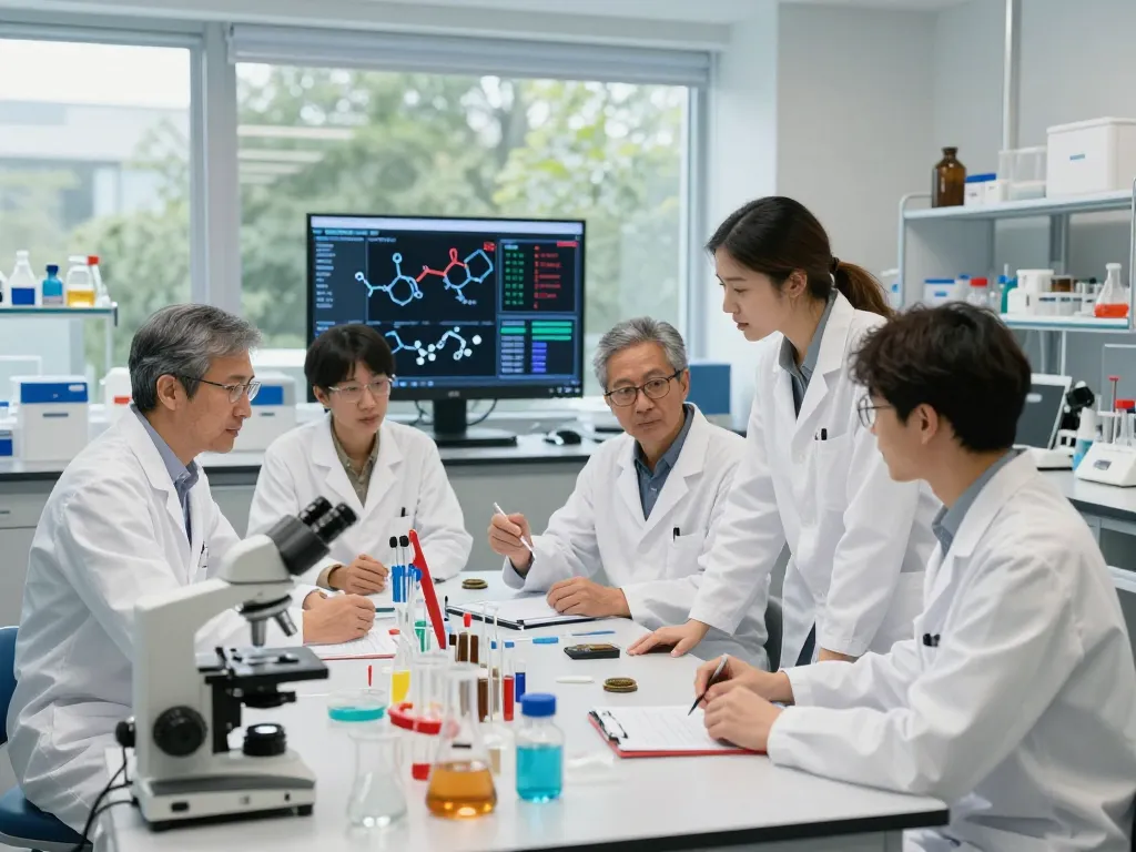 Cannabinoid manufacturer Europe collaborating in a modern lab environment, showcasing innovative research on cannabinoid extracts.