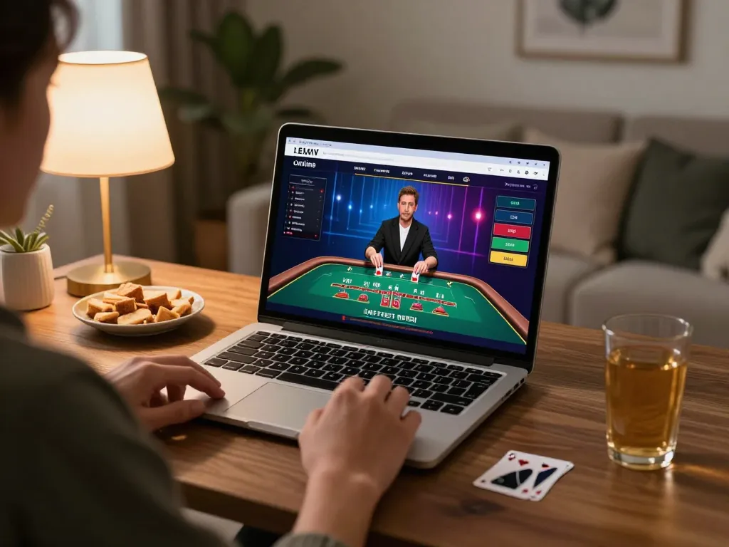 vt88 player immersed in online blackjack at home, showcasing strategic gaming experience