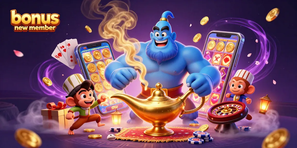 Engage with exciting bonuses as a new member at the casino, featuring vibrant gaming elements.
