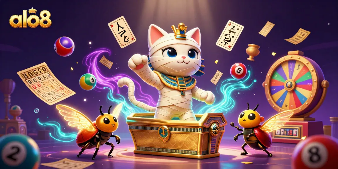 Experience thrilling gaming adventures at ALO8 with a dynamic pyramid casino scene bursting with action.