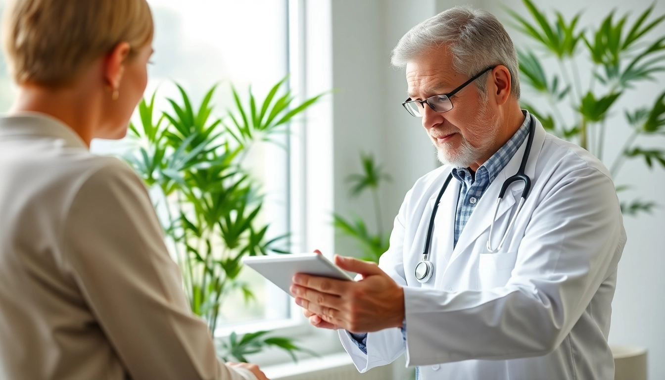 Meet a medical marijuana doctor Philadelphia in a welcoming clinic setting, engaging with a patient.