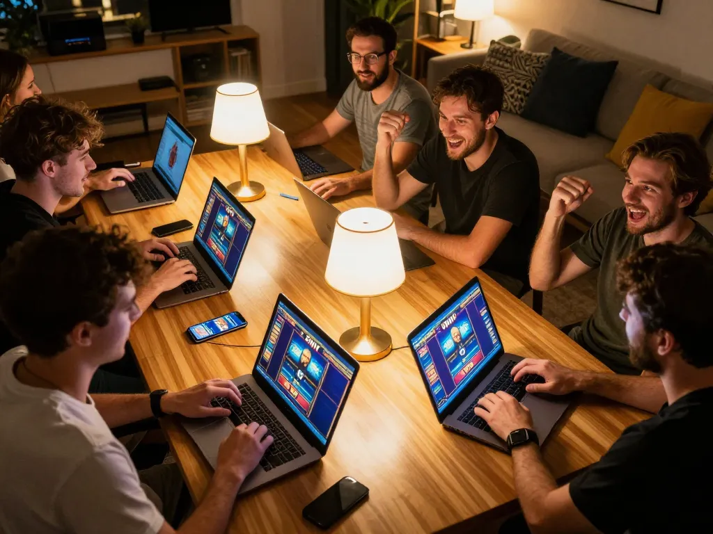Players engaged in online casino gaming showing 3win actor on their screens, highlighting strategic gameplay