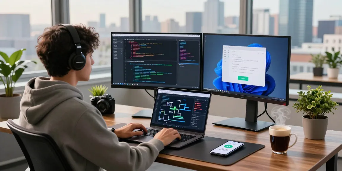 Developer using the open claw AI assistant in a modern workspace, showcasing code and collaboration tools.