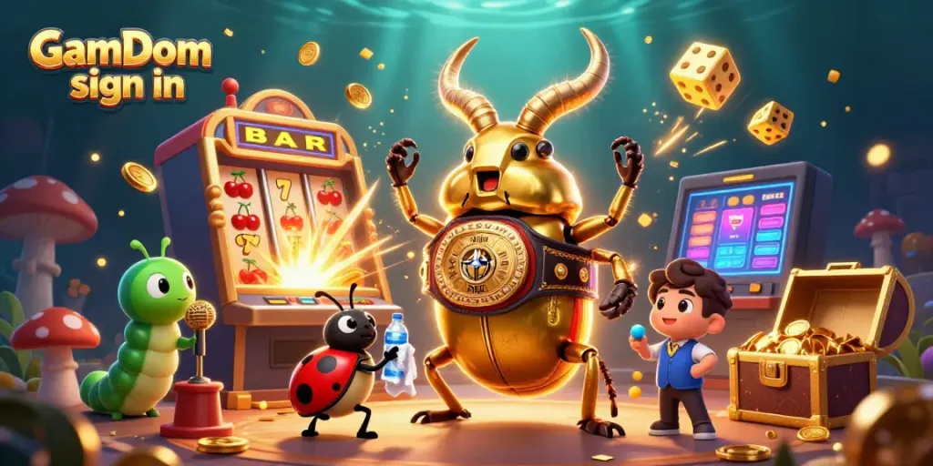 Engage with GamDom sign in to explore vibrant casino elements in a detailed scene.