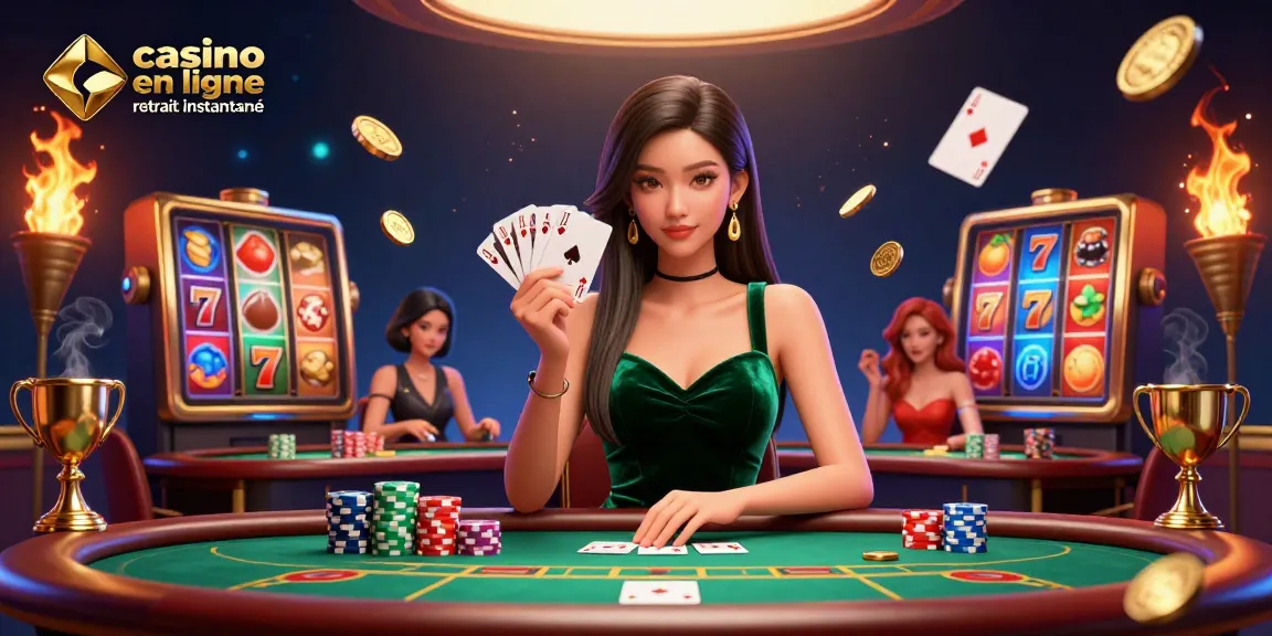 Engagez-vous au casino en ligne retrait instantané avec une scène de poker époustouflante illustrant stratégie et luxe.