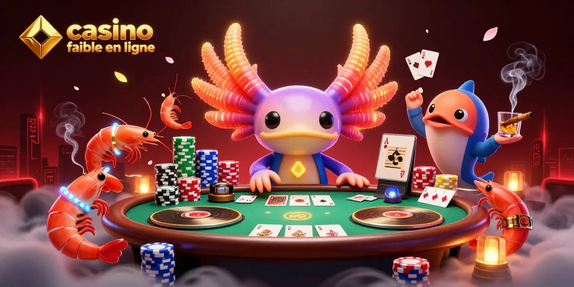 Profitez de l'excitation d'un casino fiable en ligne avec un DJ axolotl vibrant et des éléments de poker.