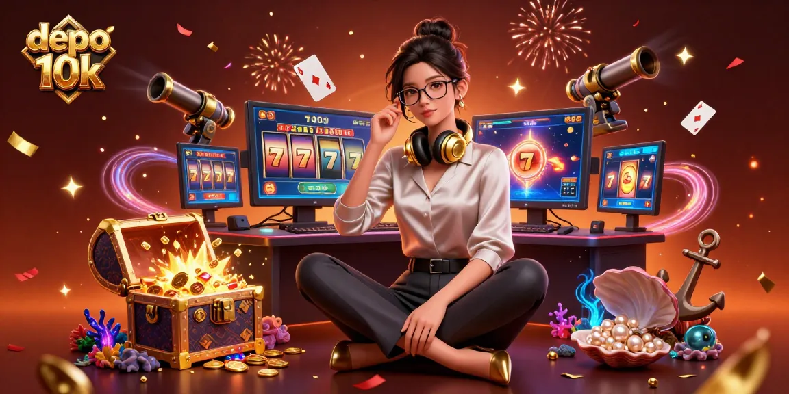 Engage with depo 10k slot games in vibrant casino scenes filled with excitement and gold.