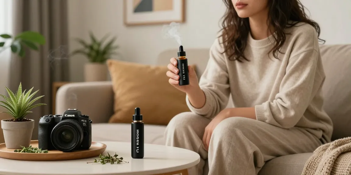 Enjoying the calming effects of buy-indica-vape-c-liquid in a serene indoor space.