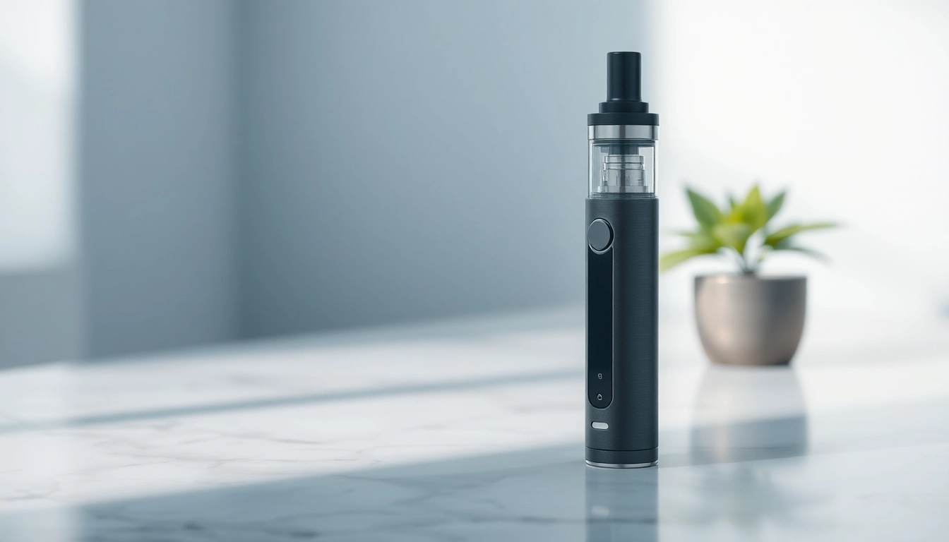 Quality THC vape uk pen against a marble surface showcasing its sleek design and unique details.
