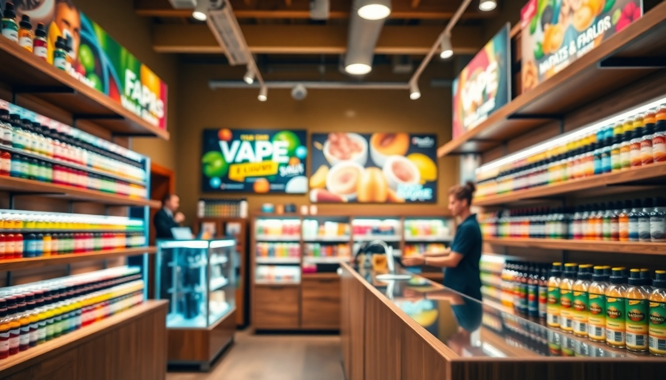 Engage with a vibrant display of Vape & E-Liquids in a welcoming vape shop.