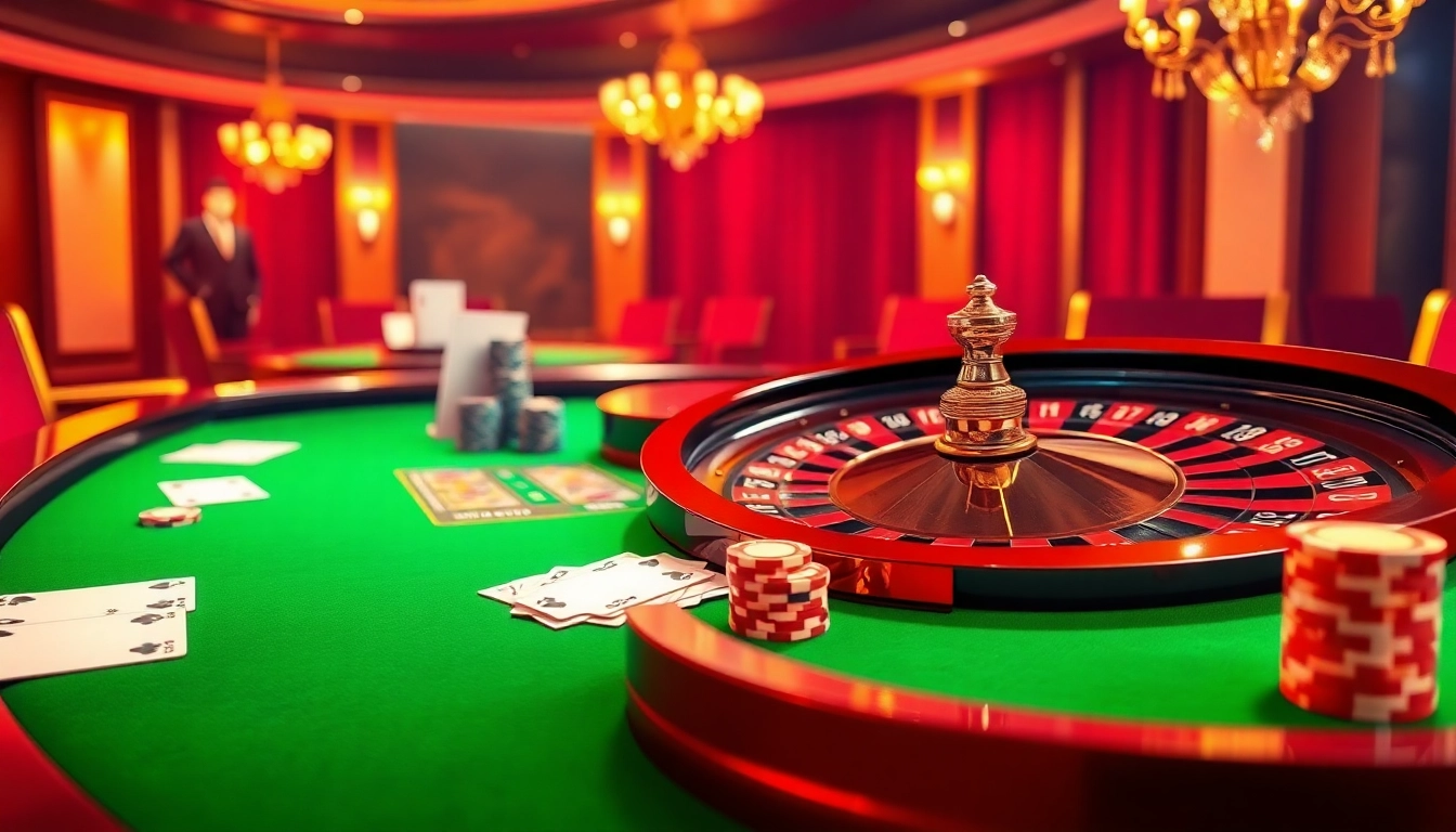 Experience llink alternatif sbobet through a luxurious online gambling setup featuring roulette and poker elements.
