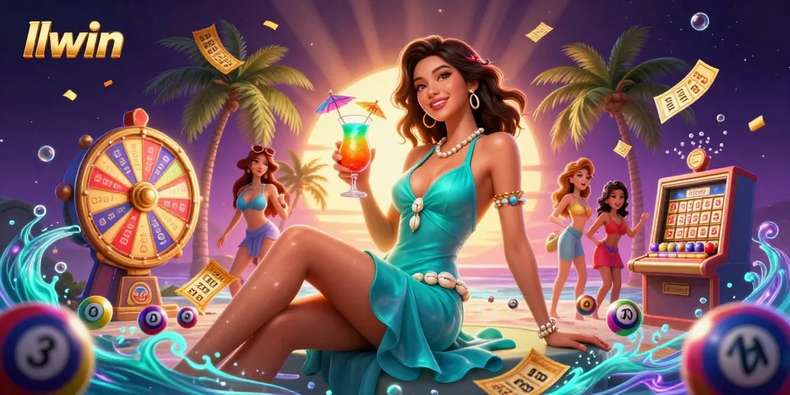 Experience winning moments at LLWIN casino with dynamic prize elements and a vibrant tropical backdrop.