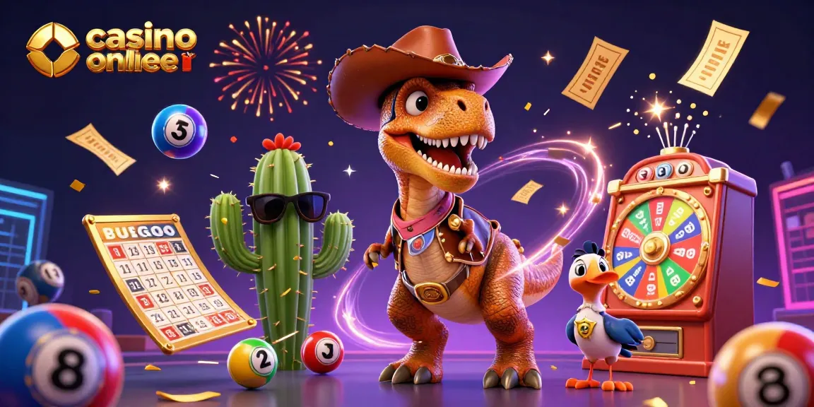 Immergiti nella vivace scena dei casino online esteri con elementi di dinosauri e lotteria.