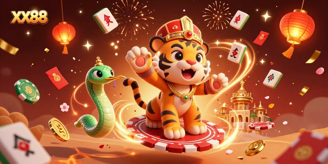 Experience the thrills of XX88 Casino with our vibrant, Arabian Nights-themed illustration showcasing iconic gaming elements.
