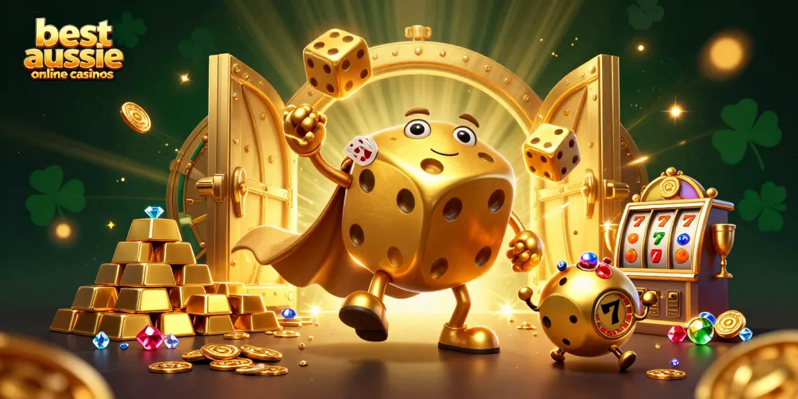 Experience the excitement of the best aussie online casinos with lively characters and casino elements.