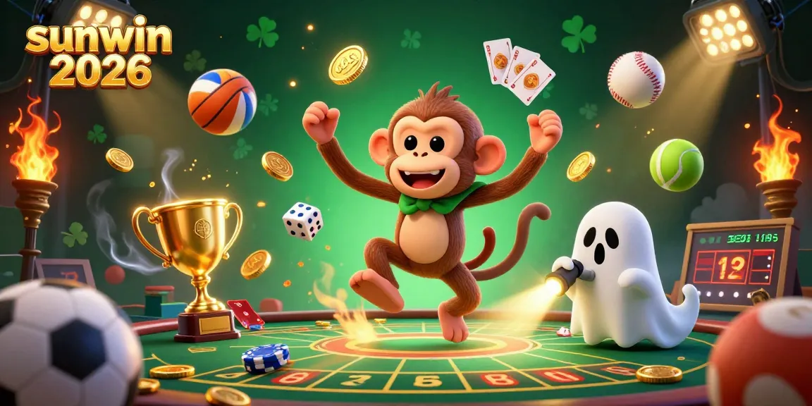 Experience the thrilling sunwin 2026 casino adventure with mischievous characters in a haunted scene.