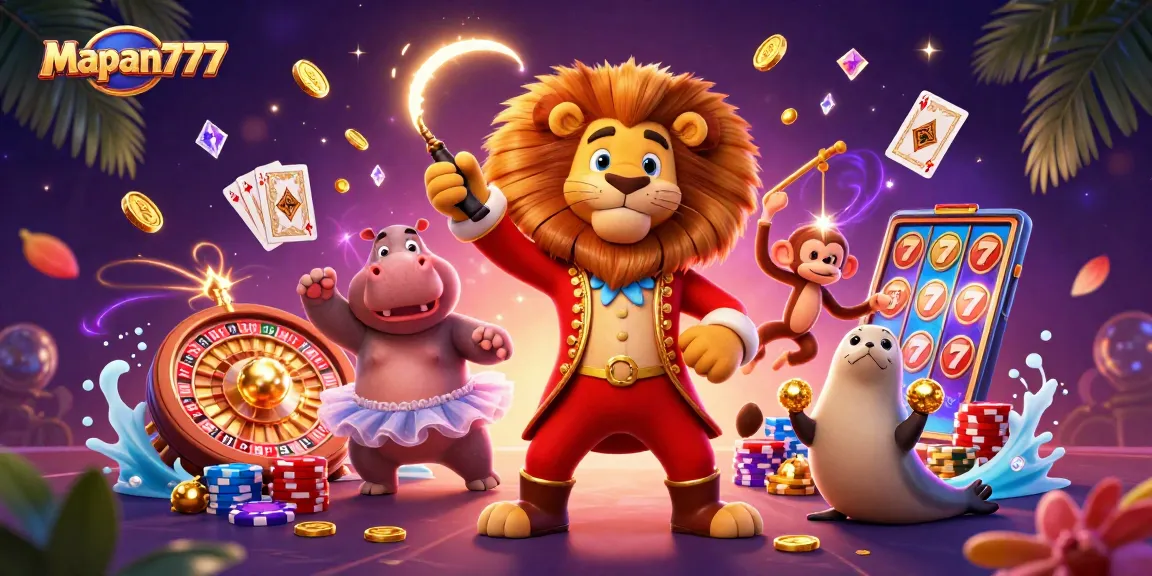 Engage in thrilling gameplay with Mapan777's vibrant casino scene featuring multiple characters and sparkling elements.