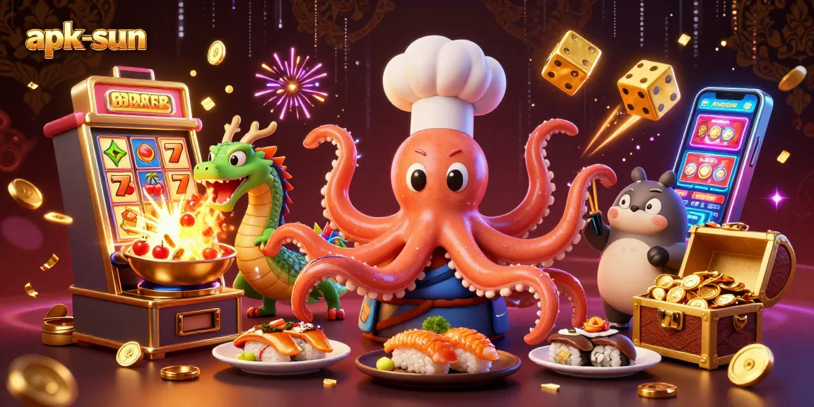 Experience thrilling casino action with apk-sun's vibrant 3D gaming illustration full of excitement.