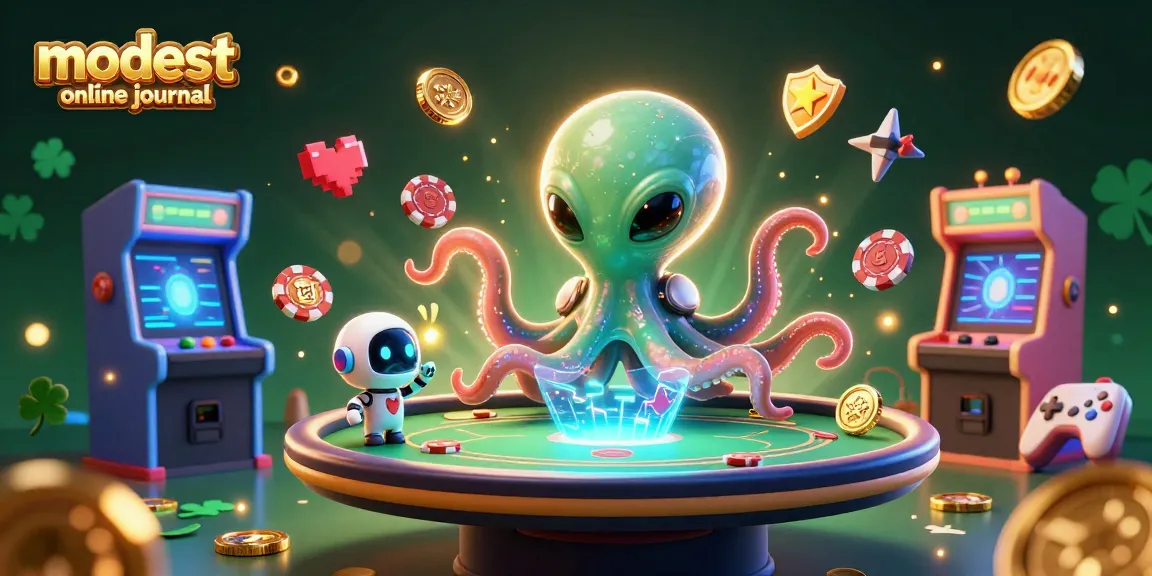 Experience casino excitement with the modest online journal featuring an alien octopus at a holographic poker table.