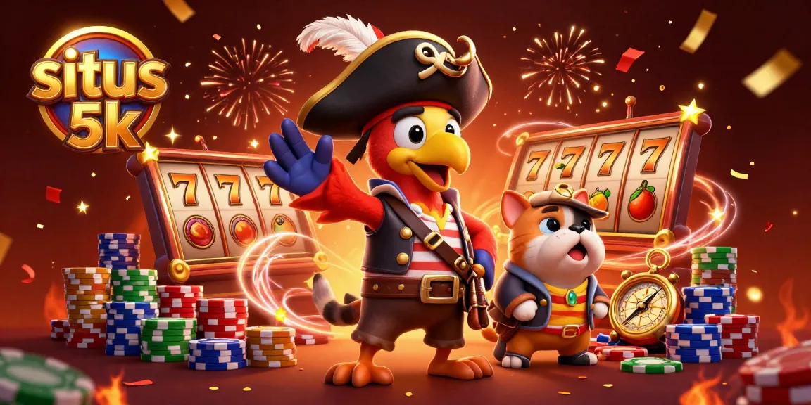 Spin to win on situs 5k with dynamic slot reels, vibrant characters, and explosive celebration elements.