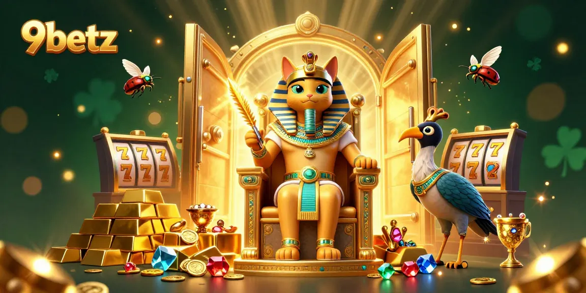 Experience thrilling wins at 9betz with a mesmerizing Egyptian-themed casino scene.