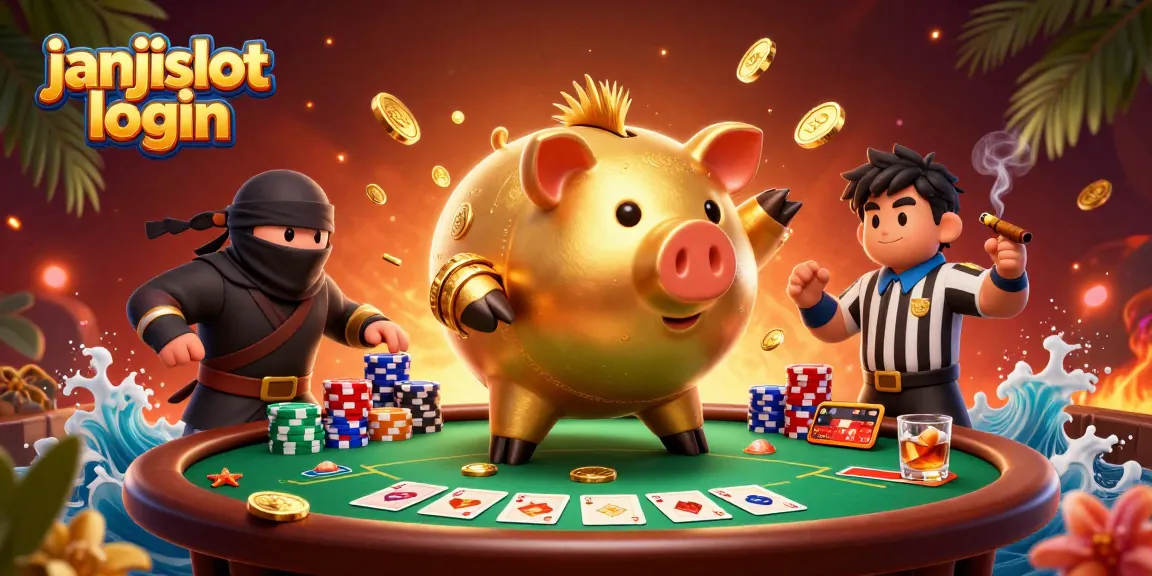 Experience thrilling gameplay with janjislot login, featuring vibrant characters in a dynamic casino setting.